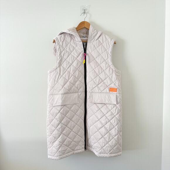 Nikki Jones Montreal Spring 24 Collection Hooded Mid-Length Quilted Vest Cream M - Picture 2 of 12